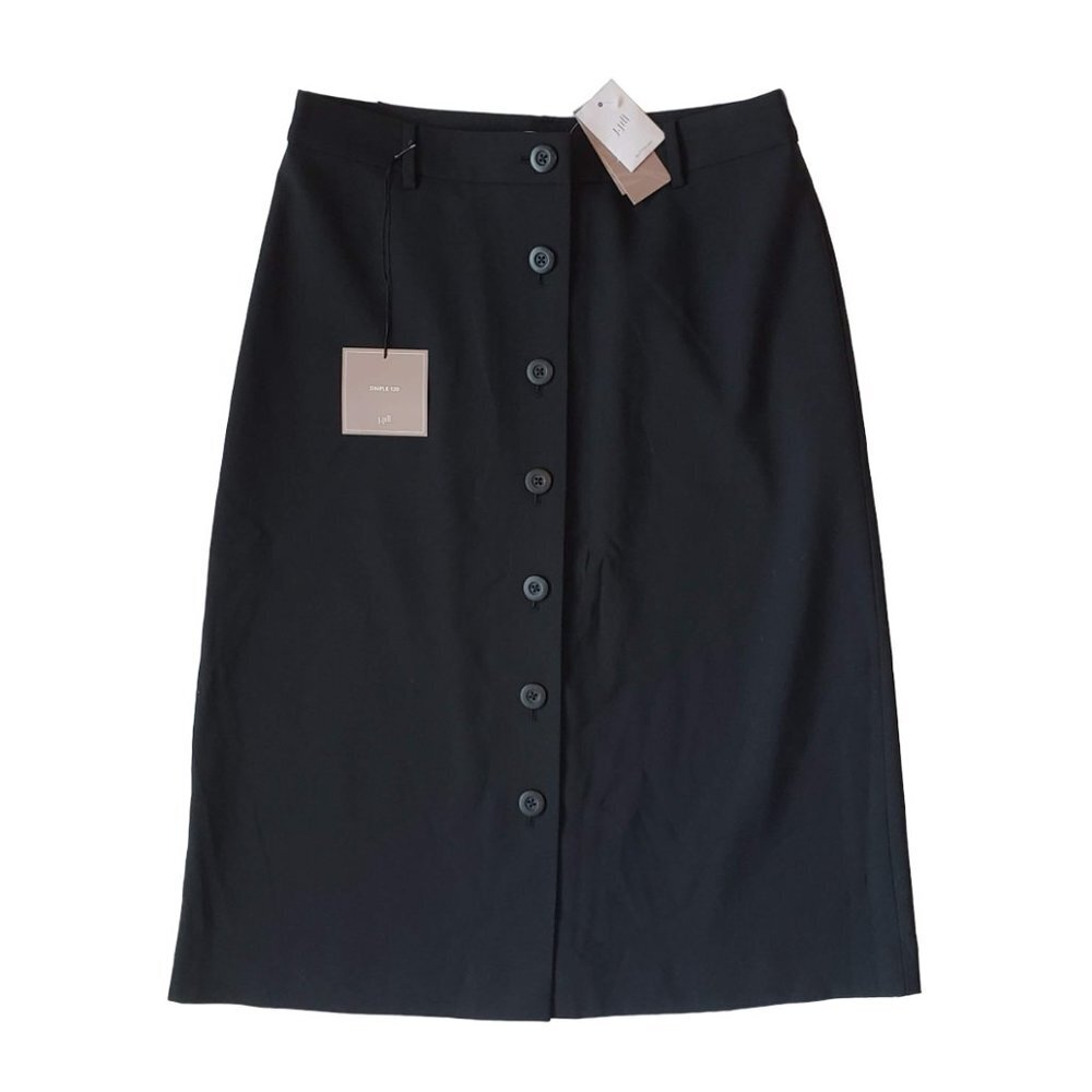 J. JILL Nwt 100% Washable Wool Skirt 10 Button Down Lined Black A-Line Midi